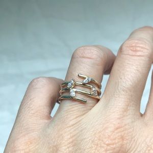 Cubic zirconia & sterling silver band ring